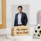 Bazinco Custom Father’s Day Wooden Photo Frame – Personalized Dad Picture Stand Gift