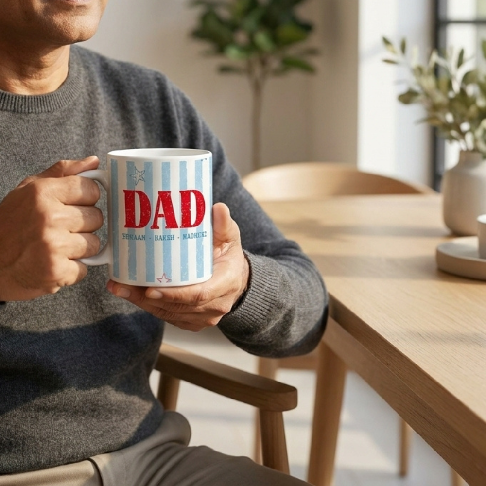 Bazinco Personalized Dad Name Mug – Custom Family Names Ceramic Coffee Mug Gift