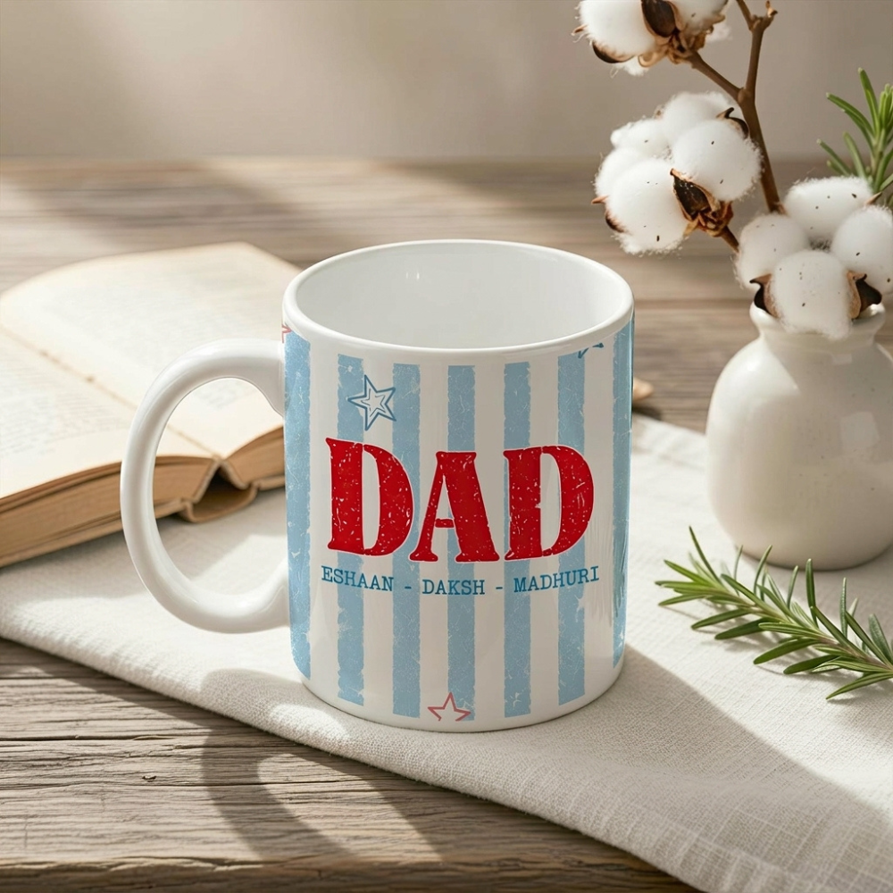 Bazinco Personalized Dad Name Mug – Custom Family Names Ceramic Coffee Mug Gift