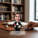 Bazinco Personalized Female Attorney Caricature Standee | Custom Lawyer Acrylic Standee with Photo & Name | Unique Gift for Lawyers, Advocates & Legal Professionals