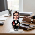 Bazinco Personalized Female Attorney Caricature Standee | Custom Lawyer Acrylic Standee with Photo & Name | Unique Gift for Lawyers, Advocates & Legal Professionals