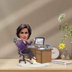 Custom Business Woman Caricature Standee | Personalized Office Desk Figurine | Executive Corporate Gift for Boss, Manager & Professional | Bazinco