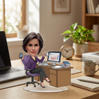 Custom Business Woman Caricature Standee | Personalized Office Desk Figurine | Executive Corporate Gift for Boss, Manager & Professional | Bazinco