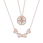 Bazinco Four Leaf Clover Heart Necklace – Elegant Rose Gold Designer Jewelry