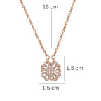 Bazinco Four Leaf Clover Heart Necklace – Elegant Rose Gold Designer Jewelry