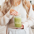 Bazinco Fueled by Female Rage & Matcha Glass Can Tumbler with Bamboo Lid & Glass Straw | 16 Oz Aesthetic Iced Coffee Cup | Reusable Matcha Glass for Coffee, Tea & Cold Drinks