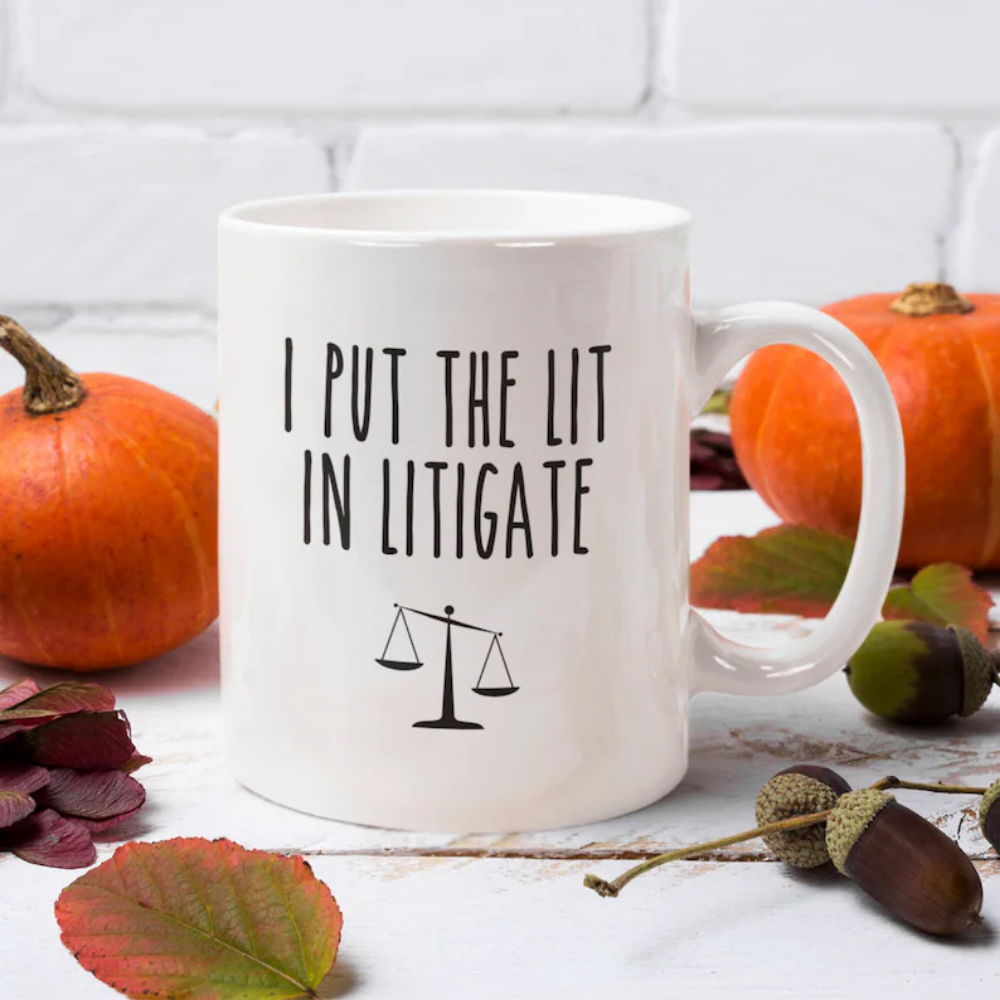 Bazinco I Put the Lit in Litigate Funny Lawyer Mug | Premium Ceramic Coffee Mug | Gift for Lawyers, Advocates, Attorneys & Law Students | 11 Oz