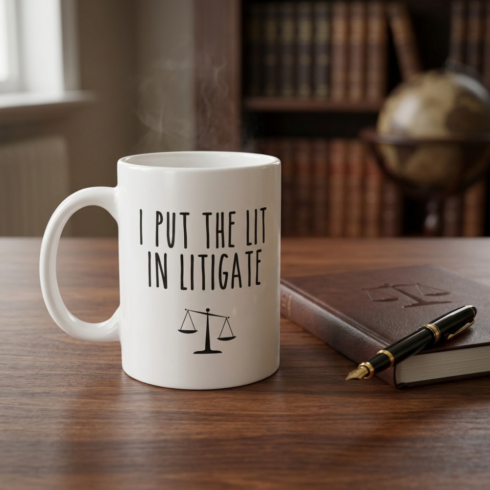 Bazinco I Put the Lit in Litigate Funny Lawyer Mug | Premium Ceramic Coffee Mug | Gift for Lawyers, Advocates, Attorneys & Law Students | 11 Oz