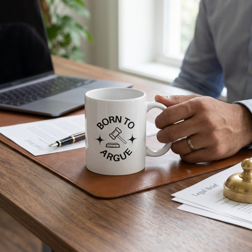 Bazinco Born To Argue Funny Lawyer Mug | Ceramic Coffee Mug with Judge Gavel Design | Gift for Lawyers, Advocates, Law Students & Attorneys | 11 Oz