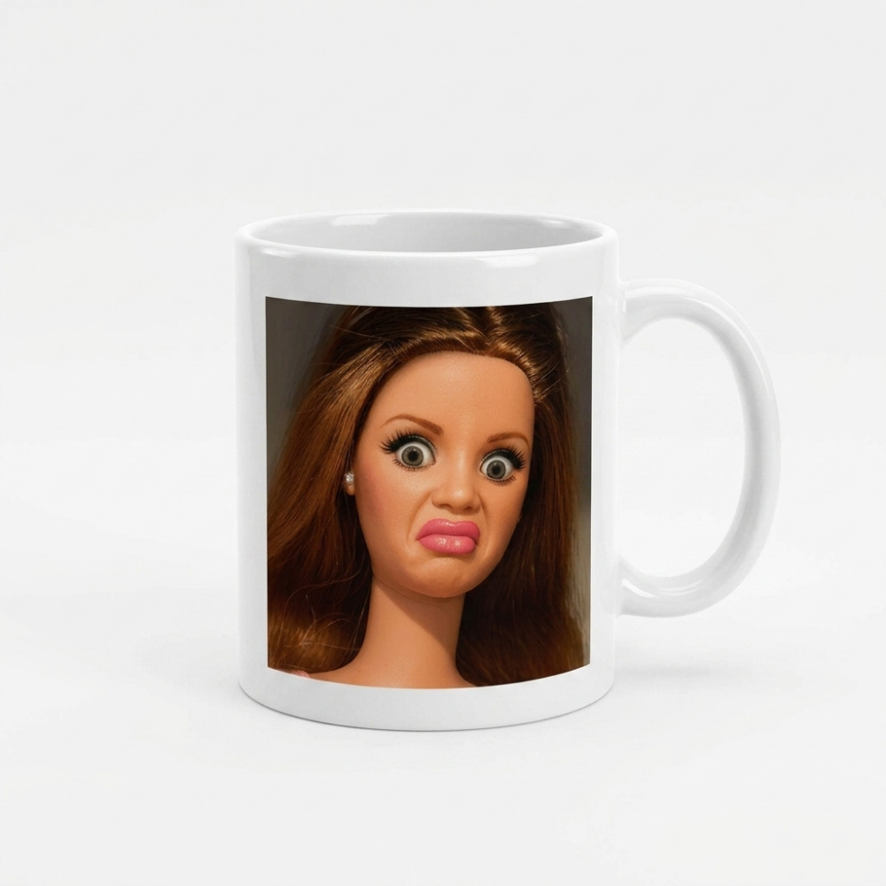 Bazinco Funny Shocked Expression Meme Ceramic Coffee Mug | Humorous Reaction Face Printed Coffee Cup | Premium Ceramic Mug for Home, Office & Gifting | 325 ml