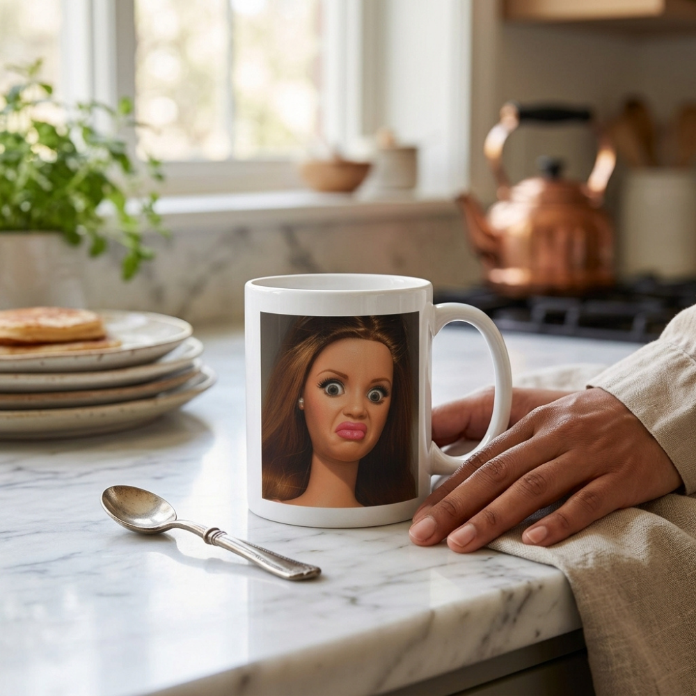 Bazinco Funny Shocked Expression Meme Ceramic Coffee Mug | Humorous Reaction Face Printed Coffee Cup | Premium Ceramic Mug for Home, Office & Gifting | 325 ml