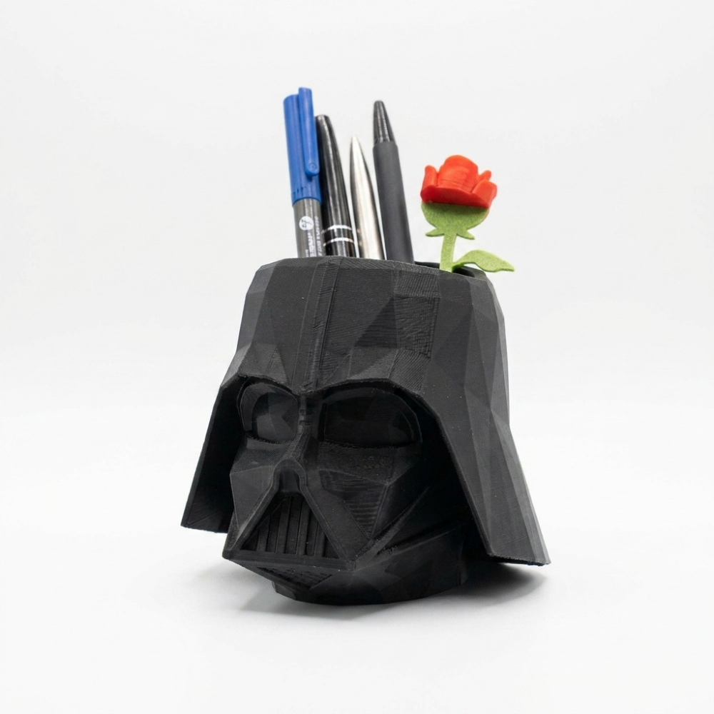 Bazinco Darth Vader Helmet Pen Holder | Geometric Desk Organizer for Pens, Pencils & Office Accessories