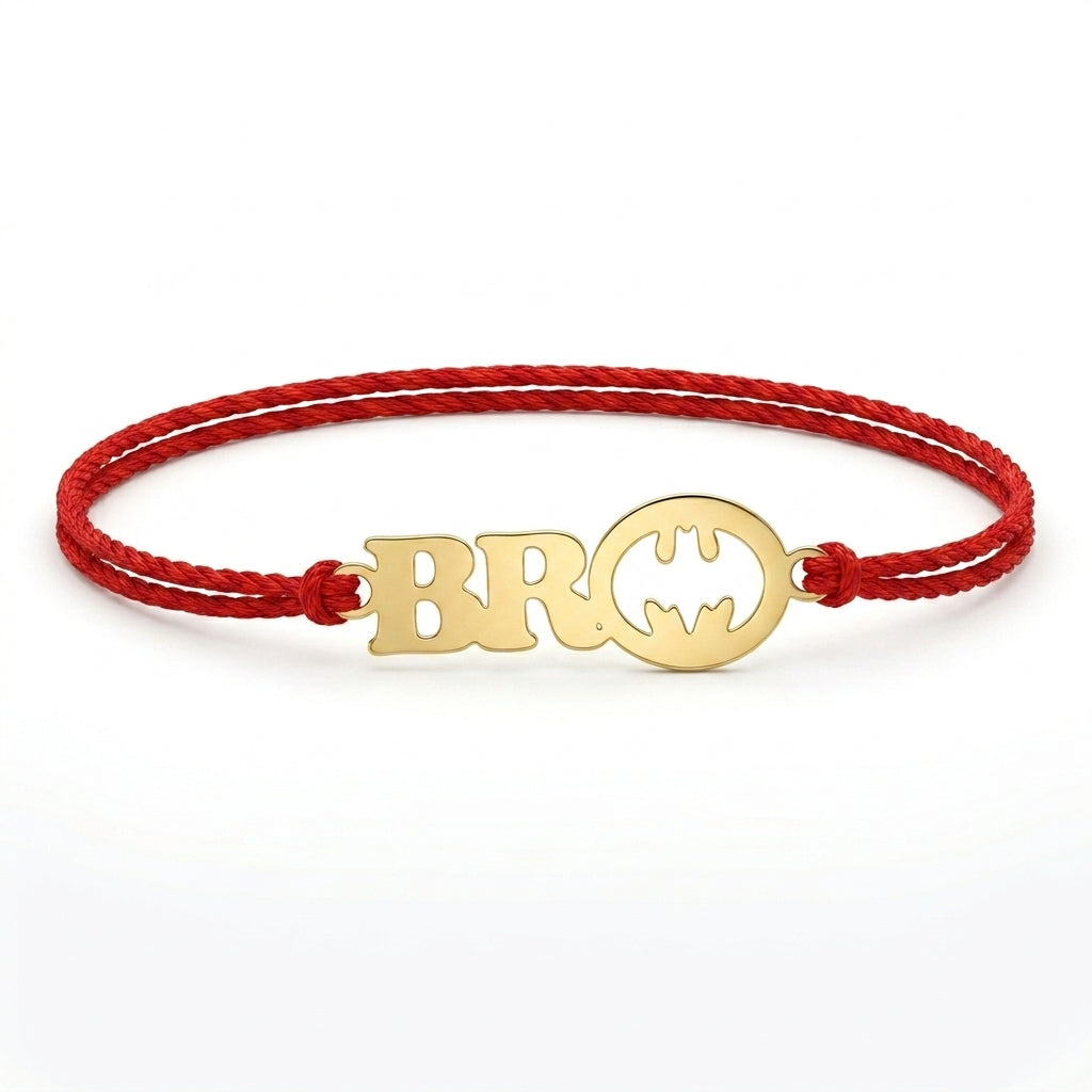 Bazinco Bro Batman Design Gold Finish Rakhi for Brother