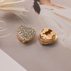 Bazinco Premium Heart CZ Gold Finish Shirt Button Set | Anti Tarnish Crystal Heart Shirt Button Studs (Set of 2)