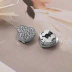 Bazinco Premium Heart CZ Gold Finish Shirt Button Set | Anti Tarnish Crystal Heart Shirt Button Studs (Set of 2)
