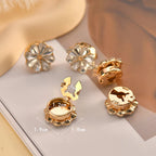 Bazinco Flower Gold Finish Kundan Shirt Button Cover Set of 2 for Unisex – Premium Crystal Floral Button Covers for Shirts, Kurtas & Bulk Orders