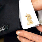 Bazinco Gold Horse Chess Knight Cufflinks – Luxury Chess Cufflinks for Men, Formal Shirts, Office, Groom & Corporate Gift