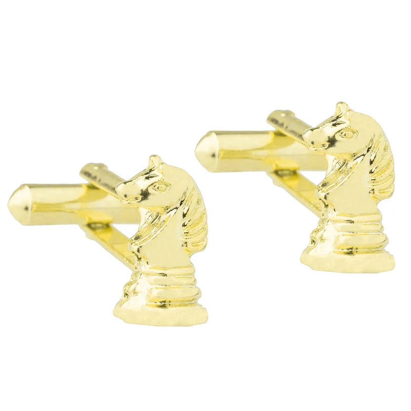 Bazinco Gold Horse Chess Knight Cufflinks – Luxury Chess Cufflinks for Men, Formal Shirts, Office, Groom & Corporate Gift