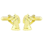 Bazinco Gold Horse Chess Knight Cufflinks – Luxury Chess Cufflinks for Men, Formal Shirts, Office, Groom & Corporate Gift