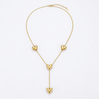 Bazinco Golden Multi Heart Drop Necklace for Women | Minimalist Layered Heart Pendant Necklace