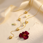 Bazinco Golden Multi Heart Drop Necklace for Women | Minimalist Layered Heart Pendant Necklace