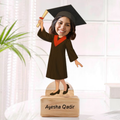 Bazinco Graduation Girl Personalized Caricature Standee with Wooden Base | Custom Graduation Photo Figurine | Personalized Graduation Gift for Her | Graduation Ceremony Keepsake