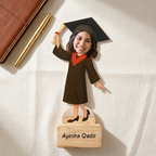 Bazinco Graduation Girl Personalized Caricature Standee with Wooden Base | Custom Graduation Photo Figurine | Personalized Graduation Gift for Her | Graduation Ceremony Keepsake