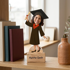 Bazinco Graduation Girl Personalized Caricature Standee with Wooden Base | Custom Graduation Photo Figurine | Personalized Graduation Gift for Her | Graduation Ceremony Keepsake