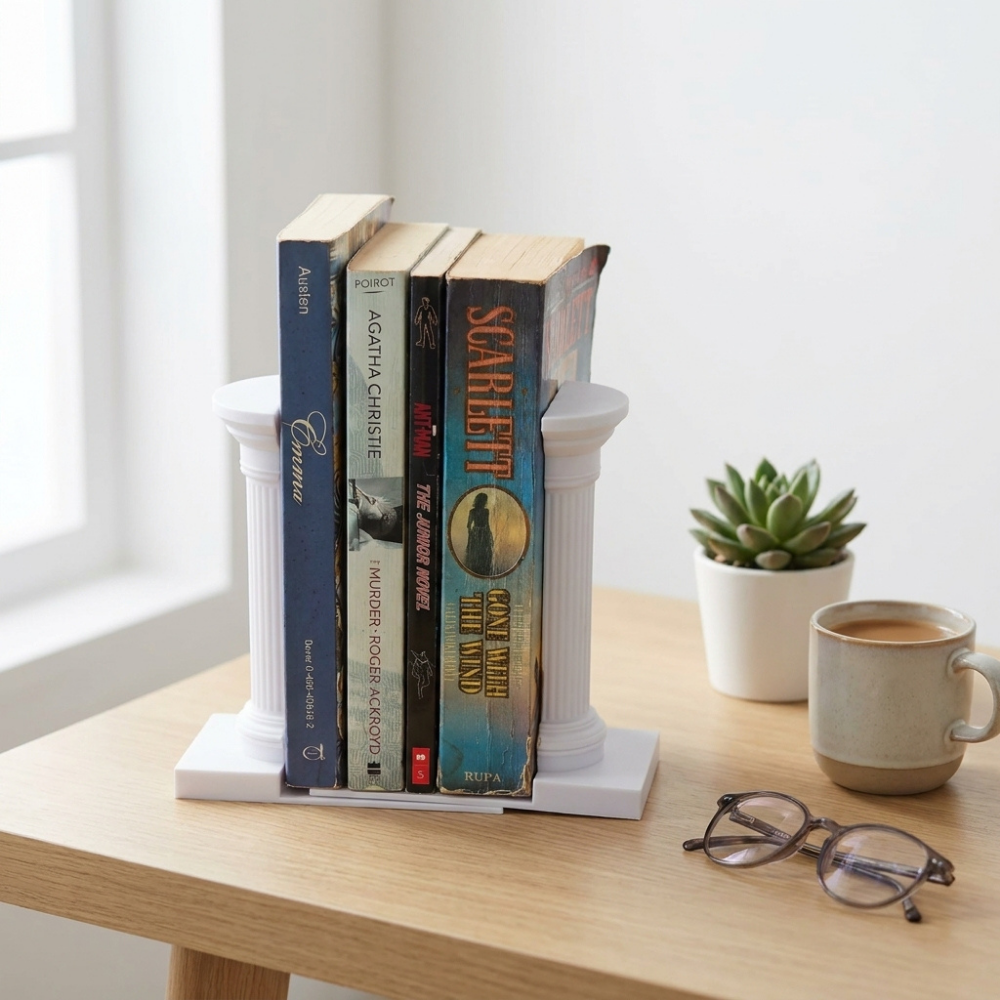 Bazinco Roman Column Bookend Set – Decorative Book Holder for Home & Office Décor