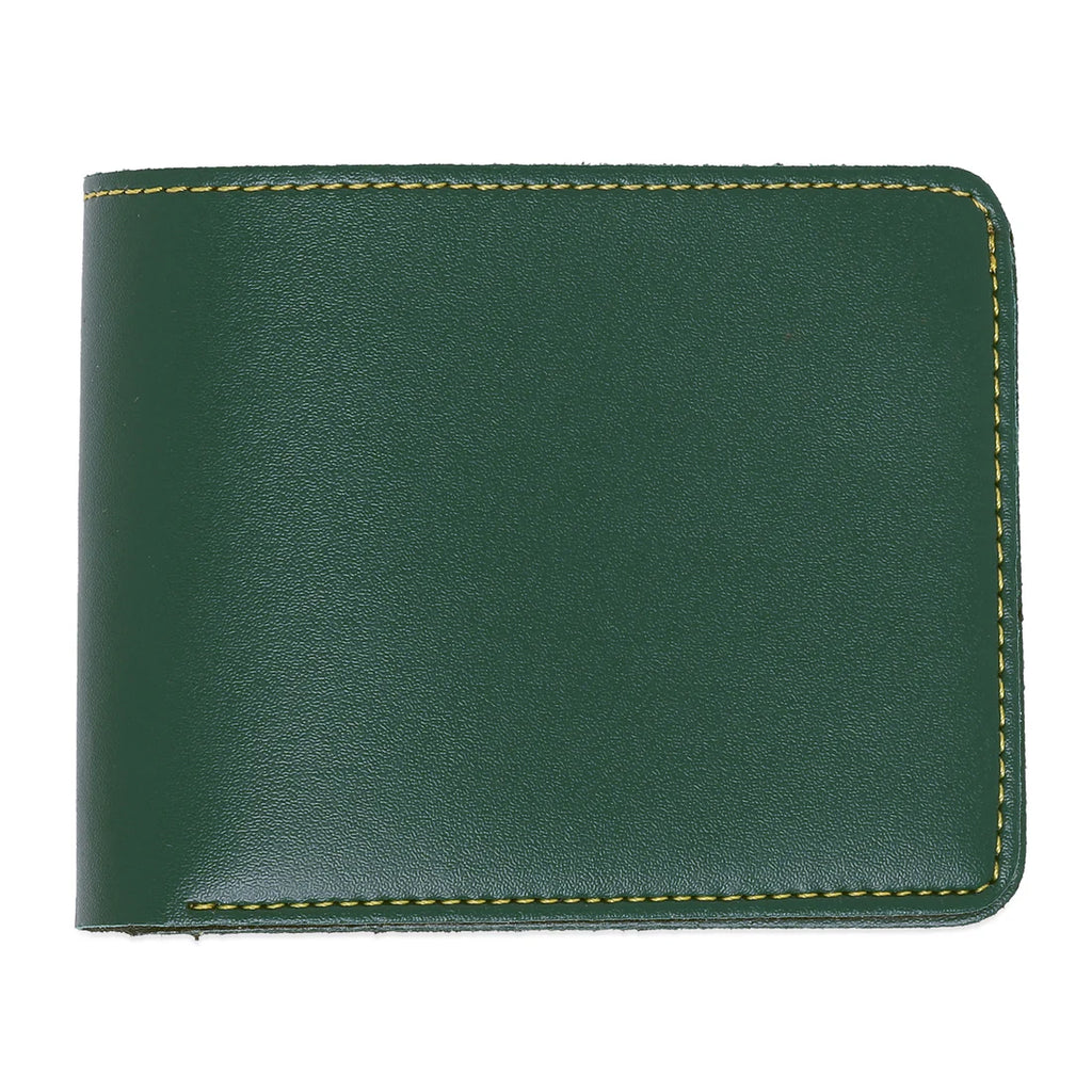 Bazinco Personalized Green Leather Wallet for Men with Custom Name Plate | Premium Bi Fold RFID Wallet for Gents