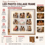 Bazinco Happy Anniversary LED Photo Frame – Personalized 9 Photo Couple Collage Gift