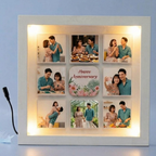 Bazinco Happy Anniversary LED Photo Frame – Personalized 9 Photo Couple Collage Gift