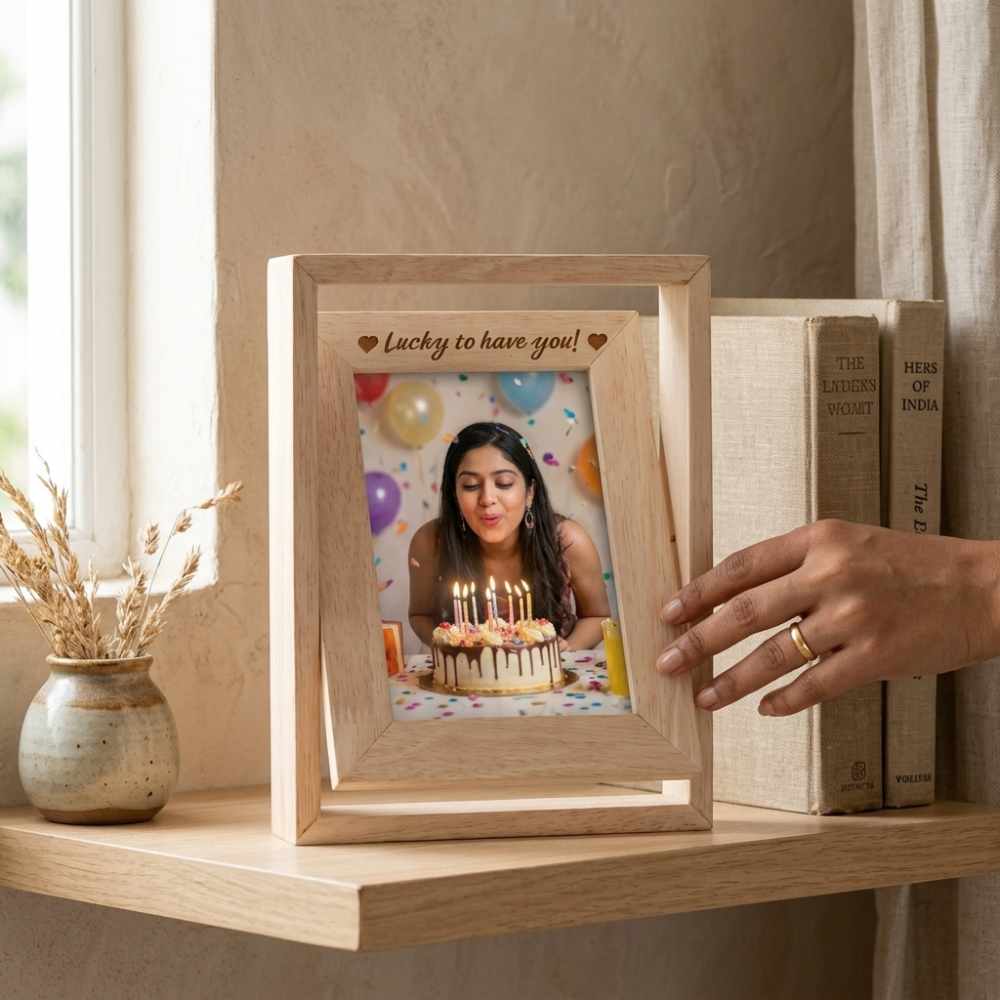 Bazinco Birthday Photo Frame – Personalized Wooden Photo Frame Gift for Her, Him & Special Moments
