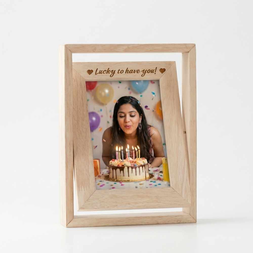 Bazinco Birthday Photo Frame – Personalized Wooden Photo Frame Gift for Her, Him & Special Moments