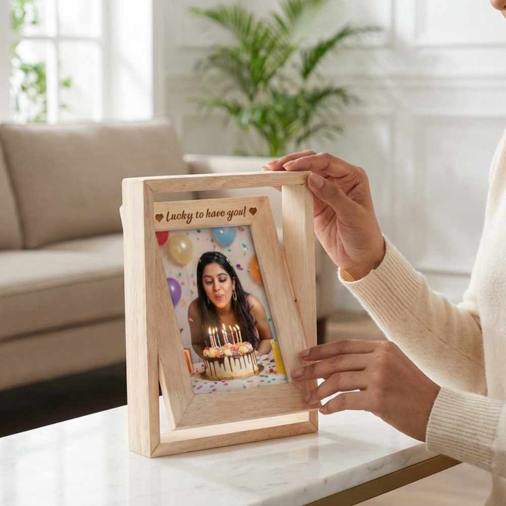 Bazinco Birthday Photo Frame – Personalized Wooden Photo Frame Gift for Her, Him & Special Moments