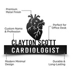 Bazinco Cardiologist Name Plate – Personalized Doctor Desk Name Sign with Heart Design