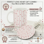 Bazinco Cute Perfect Love Heart Coffee Mug with Round MDF Coaster Gift Set