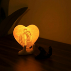 Bazinco Personalized Heart Moon Lamp – Custom Couple Photo Night Light Gift