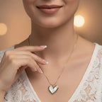 Bazinco White Enamel Heart Pendant Necklace for Women | Minimal Gold Tone Heart Necklace | Elegant Romantic Jewelry Gift