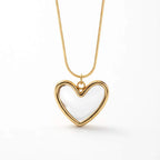 Bazinco White Enamel Heart Pendant Necklace for Women | Minimal Gold Tone Heart Necklace | Elegant Romantic Jewelry Gift