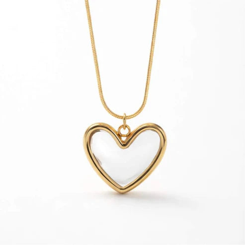 Bazinco White Enamel Heart Pendant Necklace for Women | Minimal Gold Tone Heart Necklace | Elegant Romantic Jewelry Gift