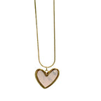 Bazinco White Enamel Heart Pendant Necklace for Women | Minimal Gold Tone Heart Necklace | Elegant Romantic Jewelry Gift