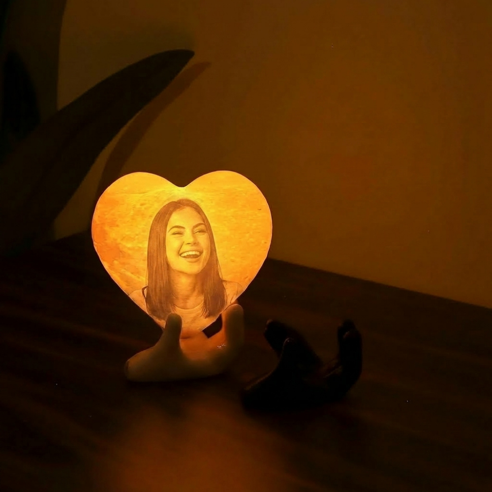 Personalized Heart Photo Lamp by Bazinco – Custom Portrait Night Light Gift for Loved Ones