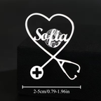 Custom Name Stethoscope Brooch Pin by Bazinco – Heart Shape Medical Jewelry Gift