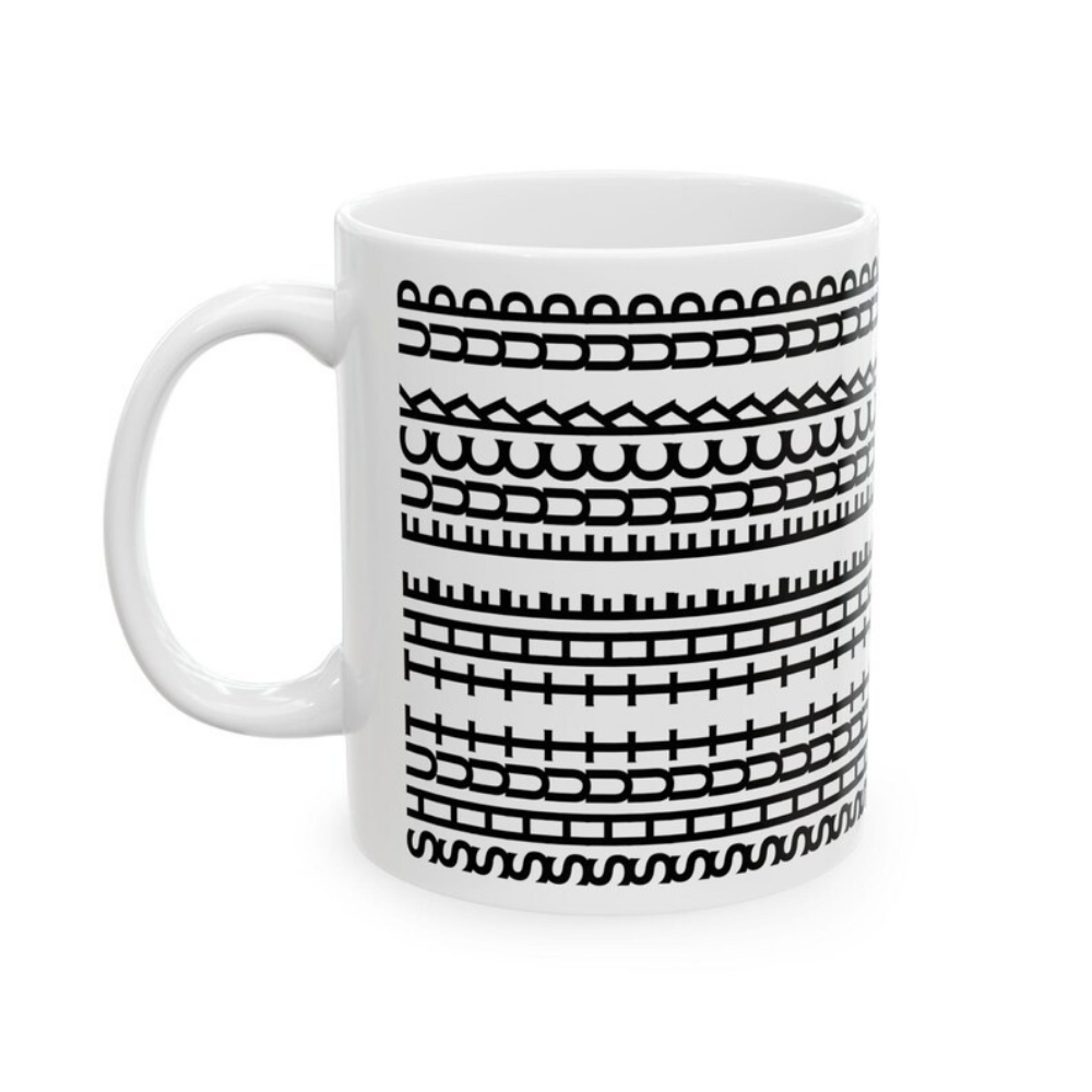 Bazinco Hidden Message Pattern Ceramic Coffee Mug | Sarcastic Coffee Cup | Modern Typography Printed Mug | White Ceramic Mug | 11oz