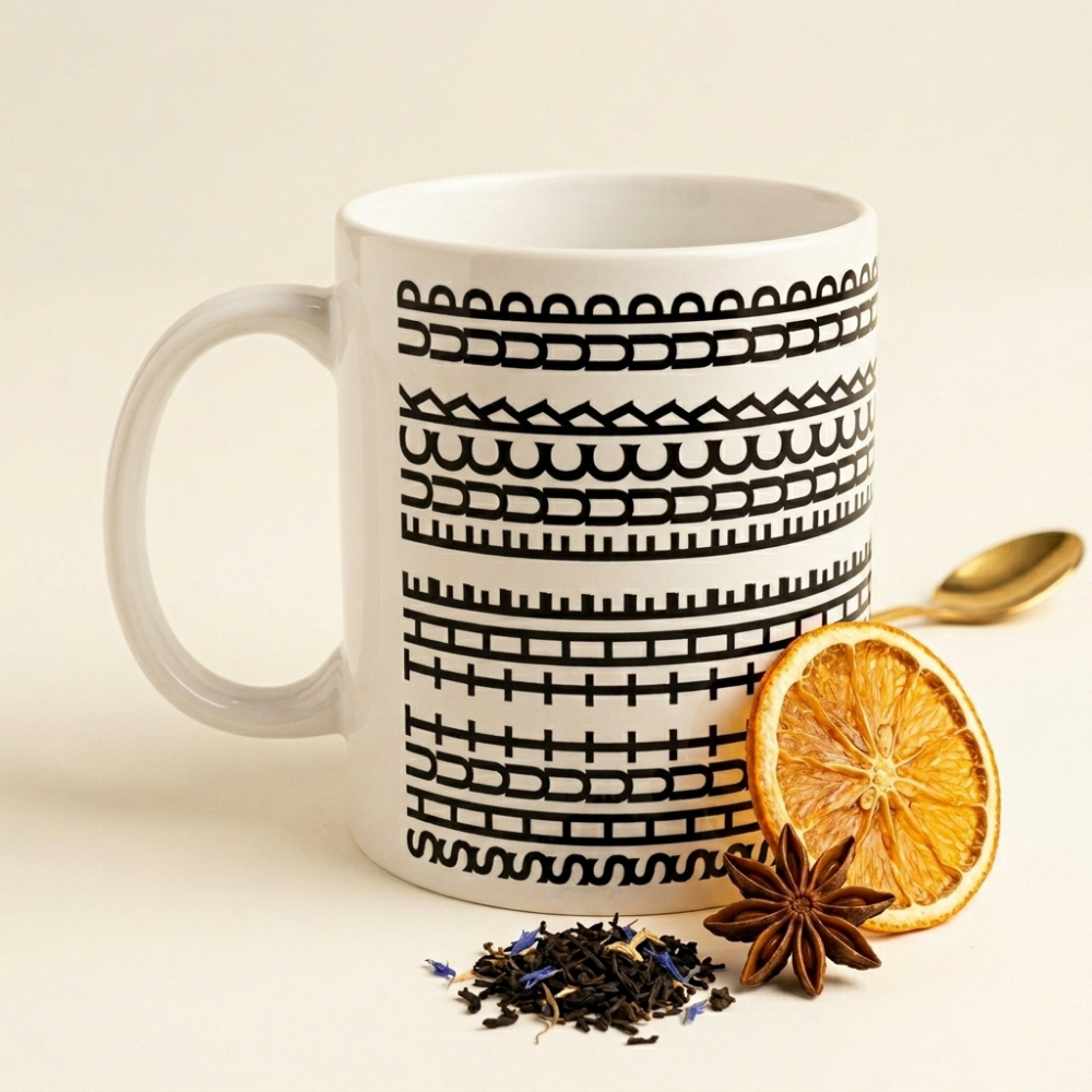 Bazinco Hidden Message Pattern Ceramic Coffee Mug | Sarcastic Coffee Cup | Modern Typography Printed Mug | White Ceramic Mug | 11oz