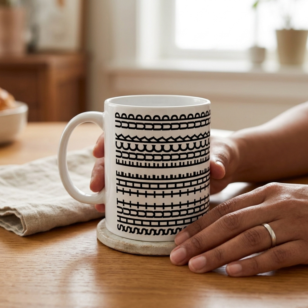 Bazinco Hidden Message Pattern Ceramic Coffee Mug | Sarcastic Coffee Cup | Modern Typography Printed Mug | White Ceramic Mug | 11oz