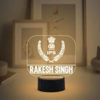 Personalized IPS LED Acrylic Name Lamp with Black Base | Custom Police Officer Night Light & Desk Lamp | Bazinco