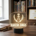 Personalized IPS LED Acrylic Name Lamp with Black Base | Custom Police Officer Night Light & Desk Lamp | Bazinco