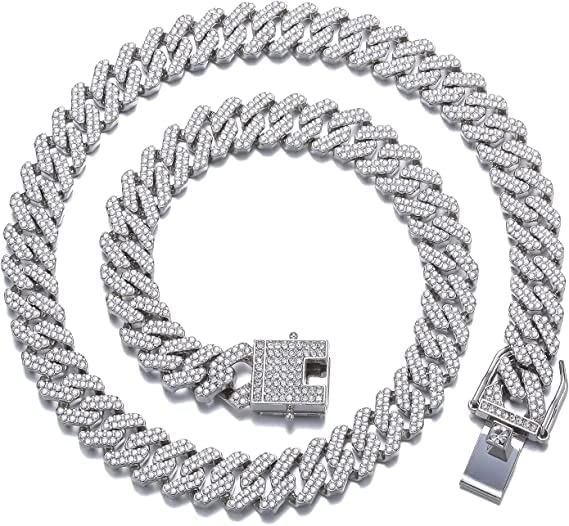 Bazinco Iced Out Cuban Link Chain for Men – Luxury Hip Hop Diamond Style Necklace